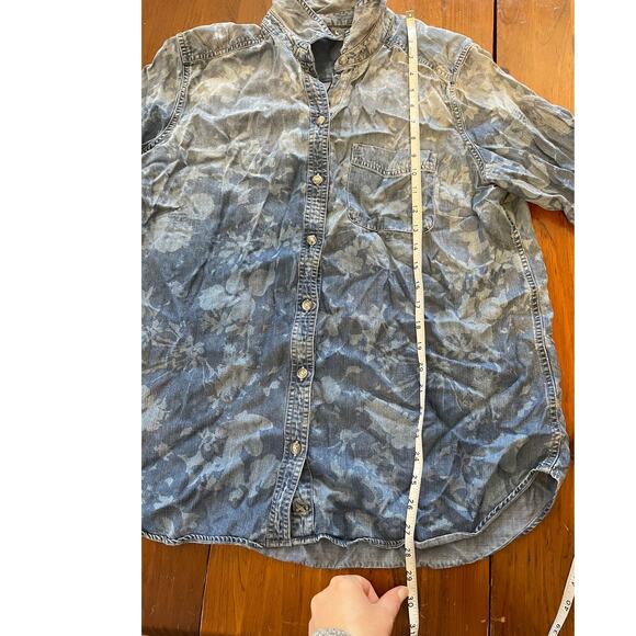 Eddie Bauer Women XL LongSleeve ButtonUp All Tencel Lyocell Shaded Blue Collared - Picture 9 of 15